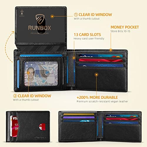 RUNBOX Wallet for Men -Slim Rfid Leather Mens Bifold Novelty Wallets 2 ID Window With Gift Box Men's Accessories - Image 2