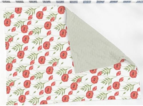 Red Floral Spring Baby Blanket for Girl Boy Soft Mink Dotted Backing Double Layer Swaddle Receiving Blanket Bed Throws for Newborn Toddler Crib Stroller 30x40 - Image 3