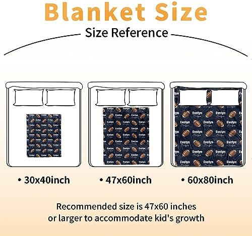Personalized Football Blanket - Customized Name with Footballs Patterns - Soft Plush Flannel Blanket with Double Layer Dotted Backing for Baby Toddler Kids Teen Boys Girls Gifts Navy - Image 6