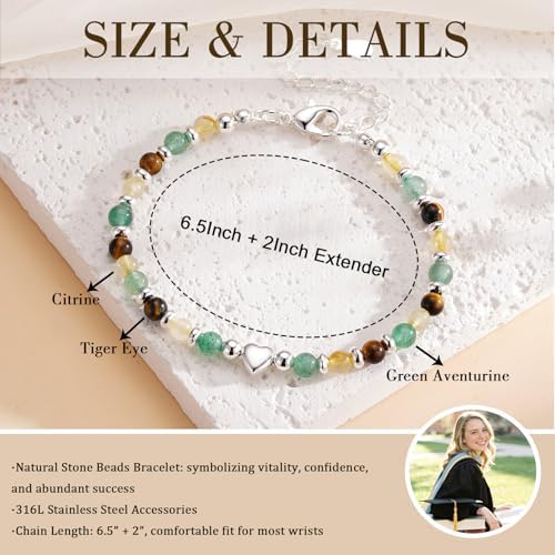 2026 Graduation Gift for Her, Graduation Bracelet Natural Stone Beads Bracelets Middle High School College 5th 8th Grade Grad Jewelry Gifts for Women Girls - Image 4