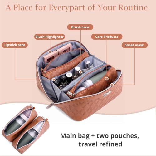 BOYATU Travel Makeup Bag Organizer: 3 Pcs Cosmetic Bag Set for Women Brown - Image 3