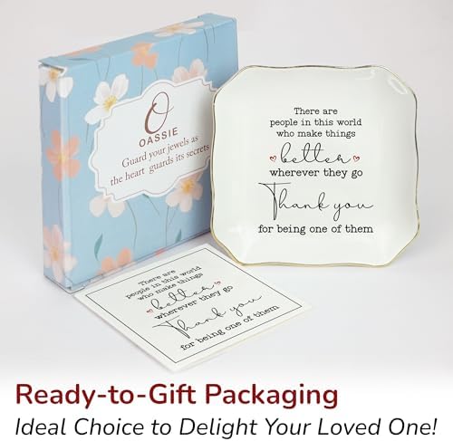 OASSIE Thank You Gifts for Women, Retirement Gifts - 4x4 Ceramic Dish Tray - Image 3