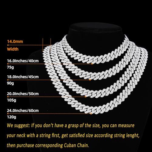 Mens Cuban Link Chain Miami Cuban Necklace 18K Gold Silver Chain For Men Women 14mm Iced Out Hip Hop Jewelry - Image 2