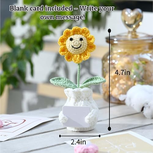 Personalized Handmade Positive Sunflower Doll Crochet with Card Custom Text - Appreciation Gift for Coworker, Teacher, Women, Mom, Friend - Customizable Thank You, Birthday, Christmas Gift - Image 3