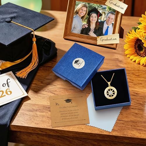 FAFY 2026 Graduation Gifts-925 Sterling Silver Graduation Compass Necklace High School College Graduation Gifts for Her Women Class of 2026 Graduation Gifts for Granddaughter Daughter - Image 7