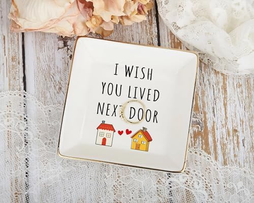 Friendship Gifts for Women - I Wish You Lived Next Door 4" Ceramic Jewelry Dish Tray - Long Distance Relationship Gift for Besties, Her, BFF, Sisters, Mom, Daughter - Mother's Day, Birthday Gifts - Image 4