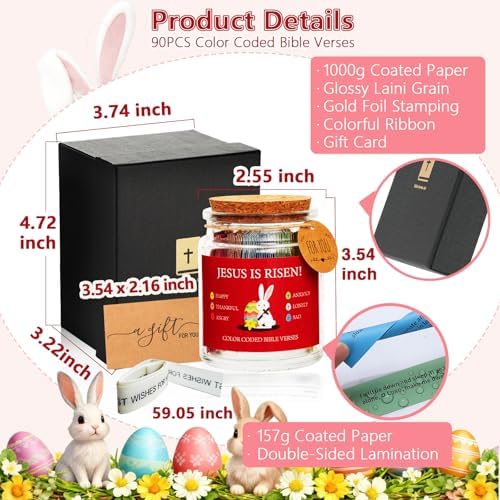 Bible Verse Jar,Emotion Scripture Prayer Card Holy Bible Jar,Jesus is risen - Image 2