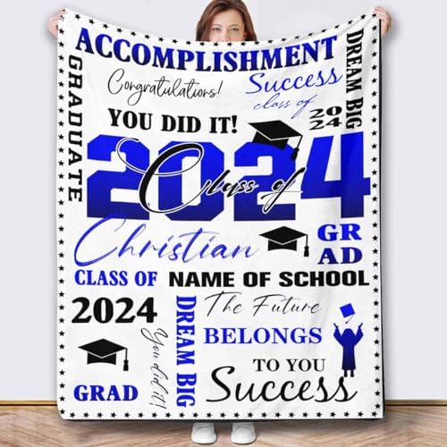 Graduation Gift Ideas Blanket Pictures Customized Blanket Pictures Customized Bed Blanket Presents Customize Blankets with Photos and Text Custom Graduation Blanket 2024 54x70inch - Image 2