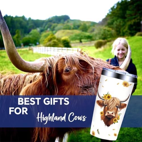 Highland Cow Tumbler - 20oz Stainless Steel Travel Mug, Cute Highland Cow Gifts for Women Friends, Birthday Gifts for Cowgirl, Farming Gifts for Female Farmers, Lover Presents for Friends, Bestie - Image 6