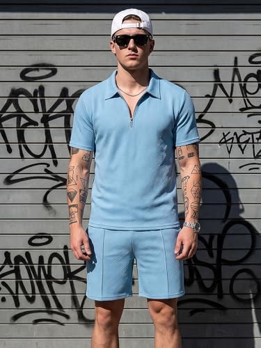 Men's Summer Outfits 2-Piece Polo Short Sets Shirt Sweatsuit - Image 5