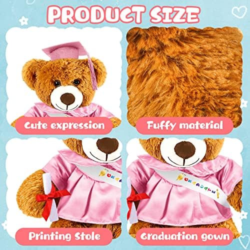 Foilswirl Graduation Bear 2026 with Gown Cap Tassel 9” Pink Graduation Stuffed Animal Plush Bear Toy for Class of 2026 Prek Preschool Kindergarten High School College Graduate Gift - Image 3