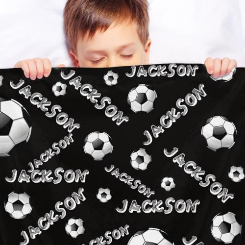 Personalized Baby Blankets for Girls Boys, Custom Baby Blanket with Name Swaddle Toddler Fleece Blanket Personalized Gift Soccer Text - Image 4
