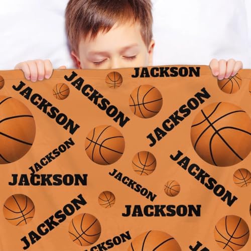 Personalized Baby Blankets for Girls Boys, Custom Baby Blanket with Name Swaddle Toddler Fleece Blanket Personalized Gift Basketball Text Black - Image 4