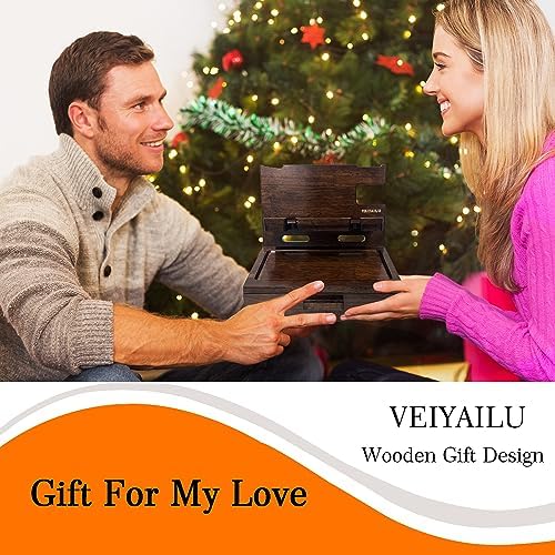 VEIYAILU Gifts for Men Women Husband Son Boyfriend Him Nightstand Organizer Wood Phone Docking Station Birthday Gifts (Walnut) - Image 6