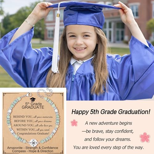 JoycuFF Graduation Gifts for Her Class of 2026 College High School 5th 8th Grade Preschool College Middle School Teen Girls Graduation Gifts The Adventure Begins Compass Bracelets for Women - Image 4