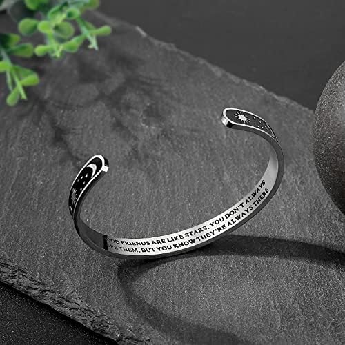 TONY & SANDY Inspirational Bracelets for Women Teen Girls Personalized Gifts for Daughter Granddaughter Mom Sister Friends Stainless Steel Engraved Cuff Birthday Easter Christmas - Image 2