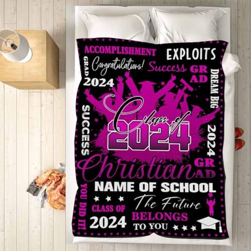 Customized Gifts for Men Collage Graduation Blanket Graduation Blanket College Graduation Gifts Senior Blanket Graduation Class of 2024 with College Name 40x50inch - Image 5