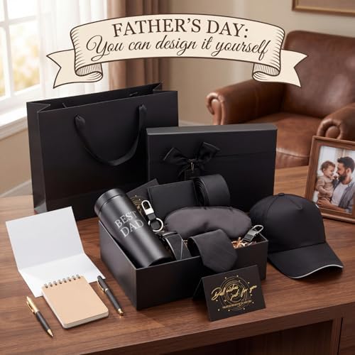 AmazingSpark 12 Pcs Men Gift Basket Tumbler Wallet Hat,Bow Gift Box - Image 3