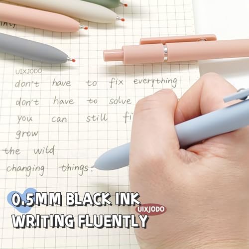 UIXJODO Gel Pens, 5 Pcs 0.5mm Black Ink Pens Fine Point Smooth Writing Pens, High-End Series Pens for Journaling Note Taking, Cute Office School Supplies Gifts for Women Men (Morandi) - Image 5