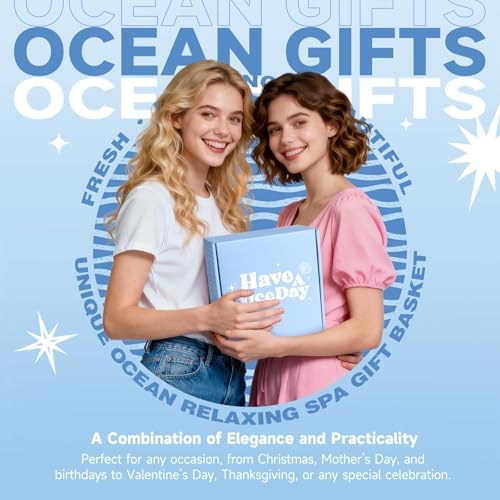 Gift Baskets for Women, 9pcs Unique Happy Birthday Gifts for Women, Best Ocean Christmas Gifts Ideas Relaxing Spa Set Blue Inspirational Get Well Box for Her Sister Friend Friendship Mom - Image 2