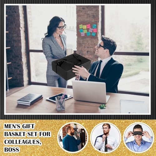AmazingSpark 12 Pcs Men Gift Basket Tumbler Wallet Hat,Ribbon Bow Gift Box - Image 5