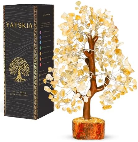 YATSKIA Citrine Crystal Tree | Natural Crystal Money Tree Desk Decor | Crystal Tree of Life | Shelf Decor for Bedroom | Birthday Gifts for Women | 10 Inch 300 Beads by YATSKIA