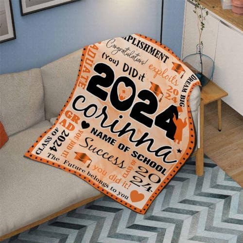 Funny Graduation Gift Customized Blanket Junior H Blanket Graduation Gifts for Girls/Boys Personalized Blankets Personalized Senior Class of 2024 Blankets with Photo and Name 80x70inch - Image 3