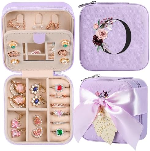 AYGXU Travel Jewelry Box for Women and Girls - Small Case With Initial A-Z - Teacher Gifts by AYGXU