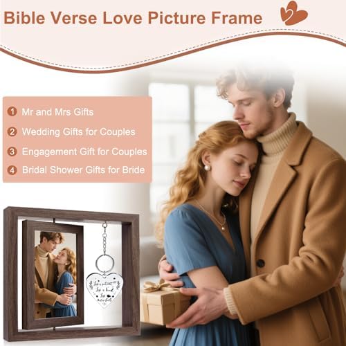 Wedding Gifts Bridal Shower Gifts Engagement Gift for Couples,4x6 Mr & Mrs Wedding Picture Frame,Love is Patient Love is Kind Picture Frame - Image 7