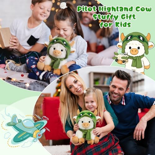 Pilot Highland Cow Stuffed Animal Toy- 8inch White Sit Highland Cow Plush - Image 4