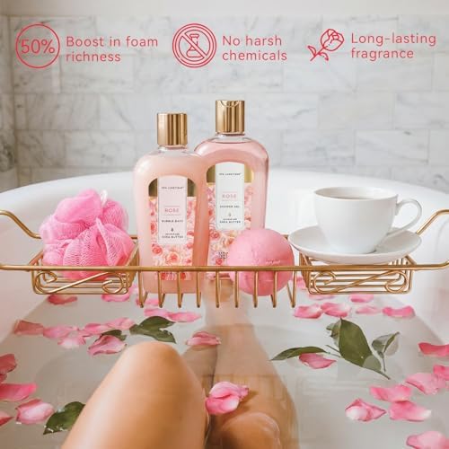 spa luxetique Gift Set for Women, Bath Sets for Women Gift, 8 Pcs Rose Spa Basket Includes Bubble Bath, Shower Gel, Body Lotion, Mom Birthday Gifts, Christmas Gifts for Her - Image 3