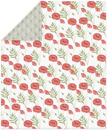 Red Floral Spring Baby Blanket for Girl Boy Soft Mink Dotted Backing Double Layer Swaddle Receiving Blanket Bed Throws for Newborn Toddler Crib Stroller 30x40 - Image 2