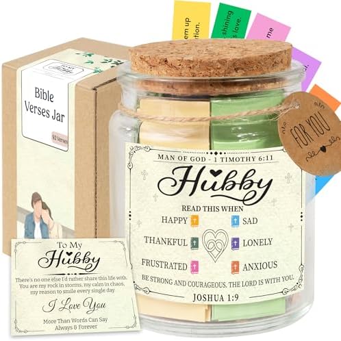 Hubby Bible Verse Jar – Father day Gifts for Husband, 92 Color-Coded Bible Verses “Read This When” | Christian gifts for men by SouthLisa