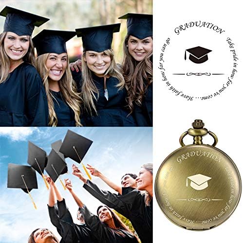 TREEWETO Engraved Pocket Watch Graduation for Him Her College High School for Son Daughter Men Classmates - Image 2