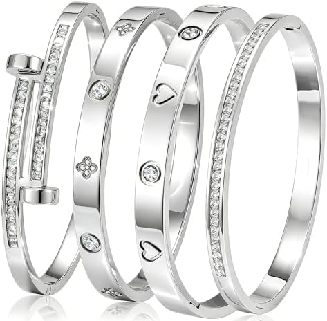 Camhanno Gold Bangle Bracelets for Women, 18K Gold Plated Stainless Steel Stackable Bangles, Non-Tarnish Trendy Jewelry, Ideal Gift for Birthday Anniversary by Camhanno