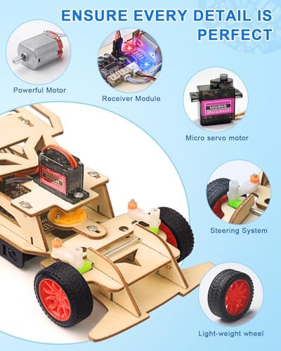 Poraxy STEM Kits for Kids 8-10, STEM Toys for Boys Ages 8-13, Remote Control Car, Wooden 3D Puzzles Science Kits 8-12 Projects Building Model, Birthday Gifts for 9 11 14 Year Old Teen Boys Girls - Image 3