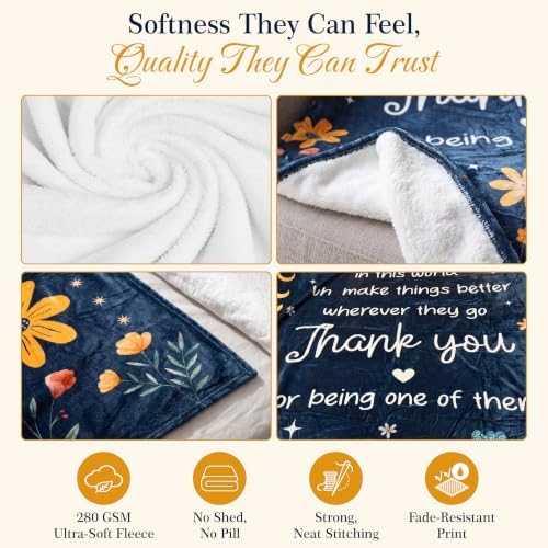 WRAPIX Thank You Gifts for Women Men - Soft Fleece Throw Blanket 60x80 in - Image 4