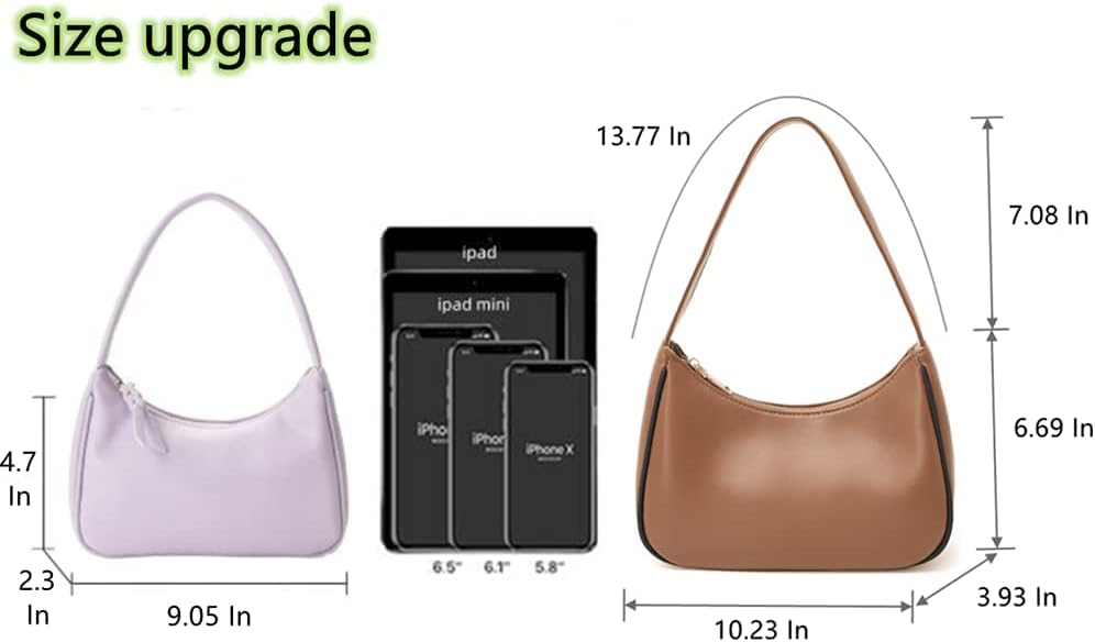 Shoulder Bags for Women, Cute Hobo Tote Handbag Mini Clutch Purse with Zipper Closure