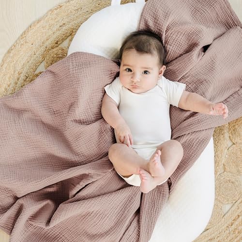 Konssy 2 Pack Muslin Swaddle Blankets, 100% Cotton Receiving Blankets - Image 2