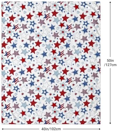 Patriotic Throw Blanket - 4th of July Memorial Day Independence Day American Flag Stars & Stripes Blankets - Red White Blue Plush Flannel USA Throw for Kids Boys Girls Couch Sofa Bed 40x50 Inches - Image 3