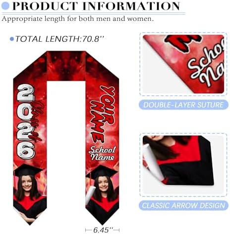 Custom Graduation Stole for Class of 2026 Personalized Unisex Graduation Sash Unique Gifts for Him Her - Image 2