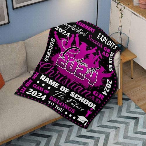 Class of 2024 Blankets Personalized Blankets for Adults， Unique Graduation Gifts College Graduation Gifts Graduate Class of 2024 Funny Graduation Gift 54x70inch - Image 3