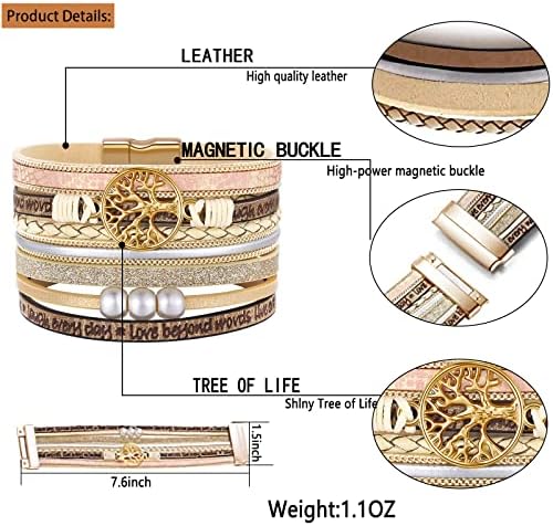 Desimtion Leather Wrap Bracelets for Women, Hidden Inspirational Message - Image 5