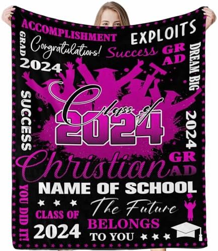 Customized Gifts for Men Collage Graduation Blanket Graduation Blanket College Graduation Gifts Senior Blanket Graduation Class of 2024 with College Name 40x50inch by Unknown
