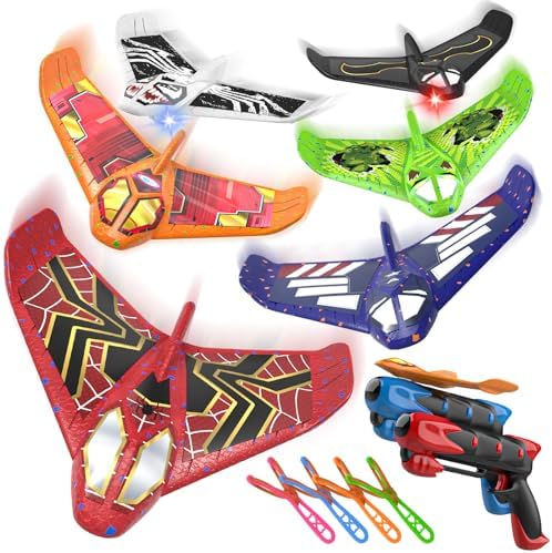 Fuwidvia 6 Pack Airplane Launcher Toys, LED Foam Airplane Toys for Kids by FUWIDVIA