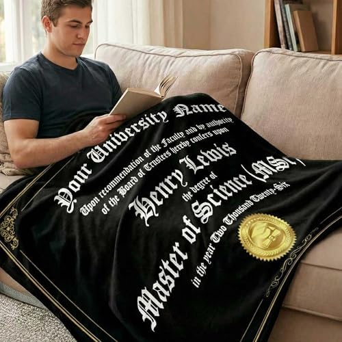 BYFDIY Custom Graduation Blanket 2026 Fleece Personalized Name Throw Blanket with Certificate Design High School College Grad Keepsake Gift for Graduates Her Him Senior Daughter Son 50"×60" - Image 5