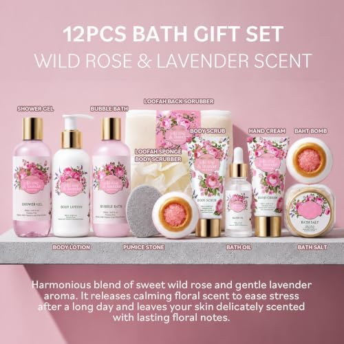 Spa Bath Gift Set in Pink Mini Bathtub with Bath Bomb, Loofah, and Ribbon, Self-Care Gift - Image 2