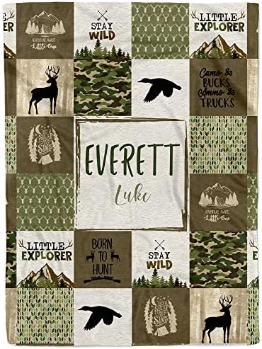 MDPrints Custom Baby Blankets for Boys, Customized Baby Boy Gifts with Name, Personalized Baby Blankets, Soft Plush Fleece (Deer 699) by MDPrintsGlobal