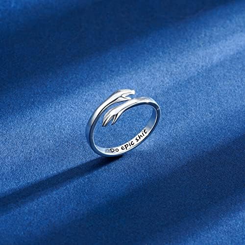 Yesteel S925 Sterling Silver Hug Ring for Women Teen Girls, Adjustable Ring Jewelry Mothers Day Birthday Gifts for Daughters Mom Sister Wife Friends Grandma - Image 3