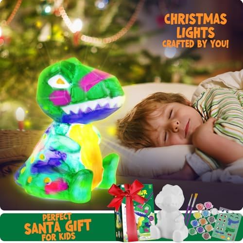 Paint Your Own Dinosaur Lamp Kit, Crafts for Kids Ages 6-12, Gifts for Boys - Image 6